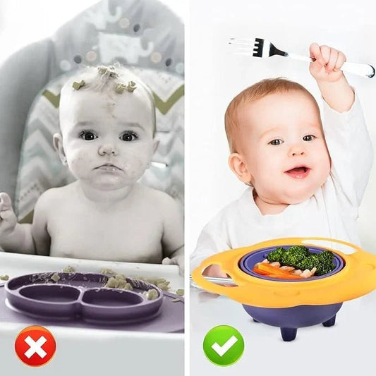 Baby Spill-Proof Gyro Bowl, 360 Degree Rotating Snack Bowl