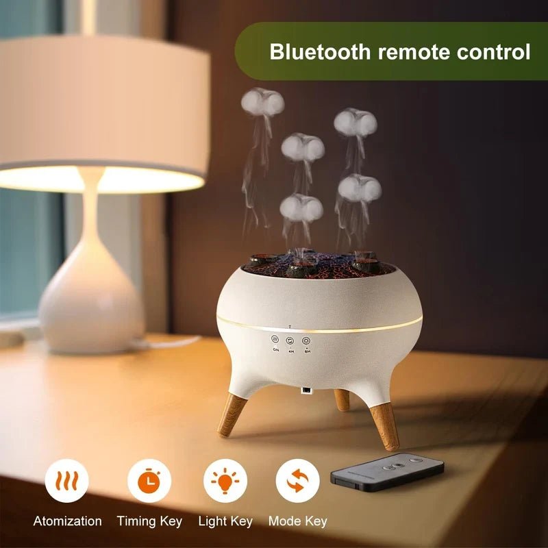Jellyfish Aroma Diffuser with 4h and 8h Timer, Wooden Legs